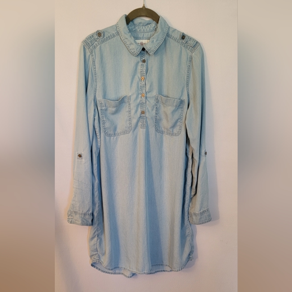 SO Shirt Dress Long Sleeve Light Blue Size L Jr.'s